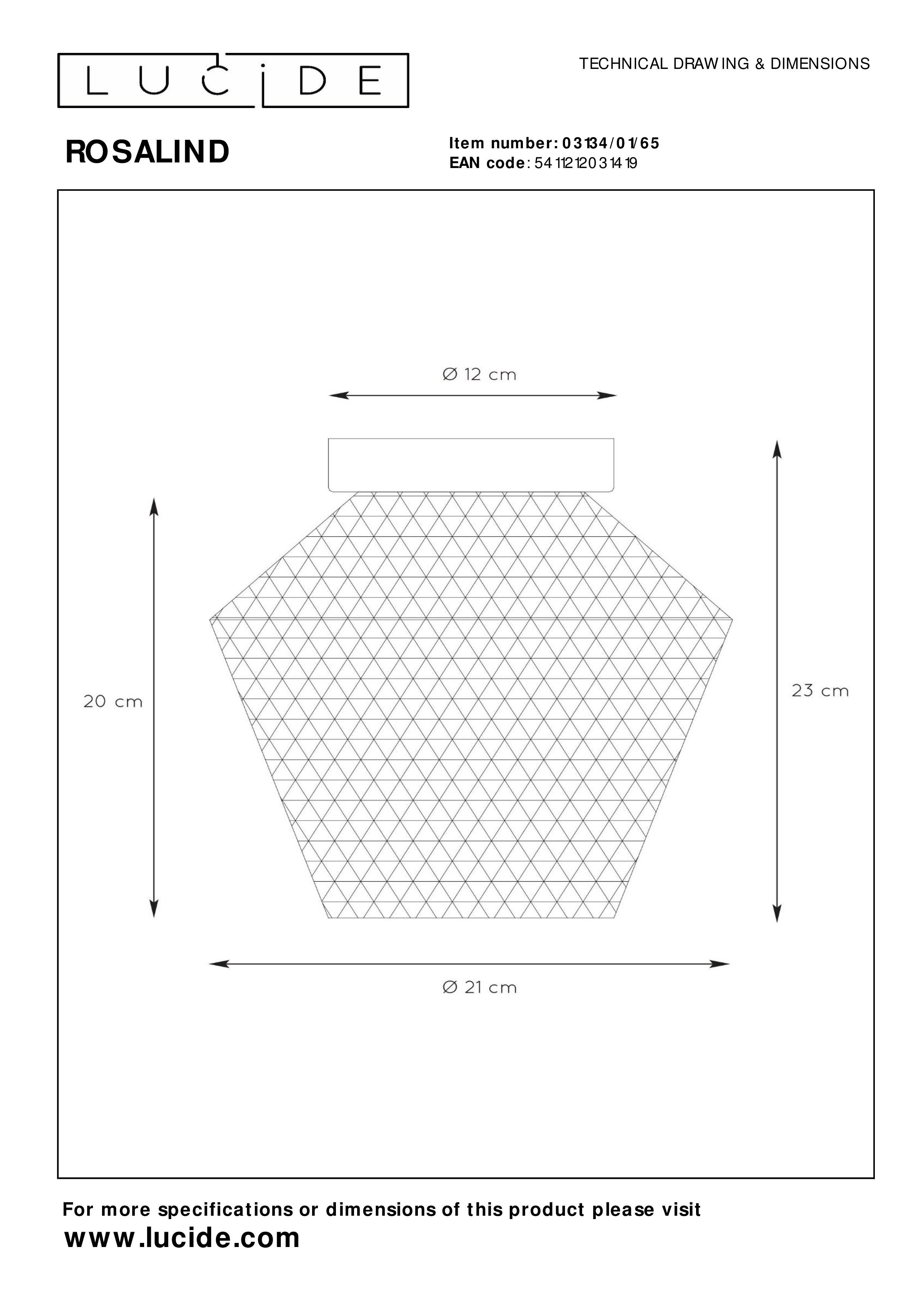 Lucide ROSALIND Flush ceiling light 21 cm 1xE27 Smoke Grey